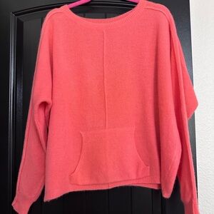Minnie Rose 💯Cashmere Coral Crew Neck Sweater
